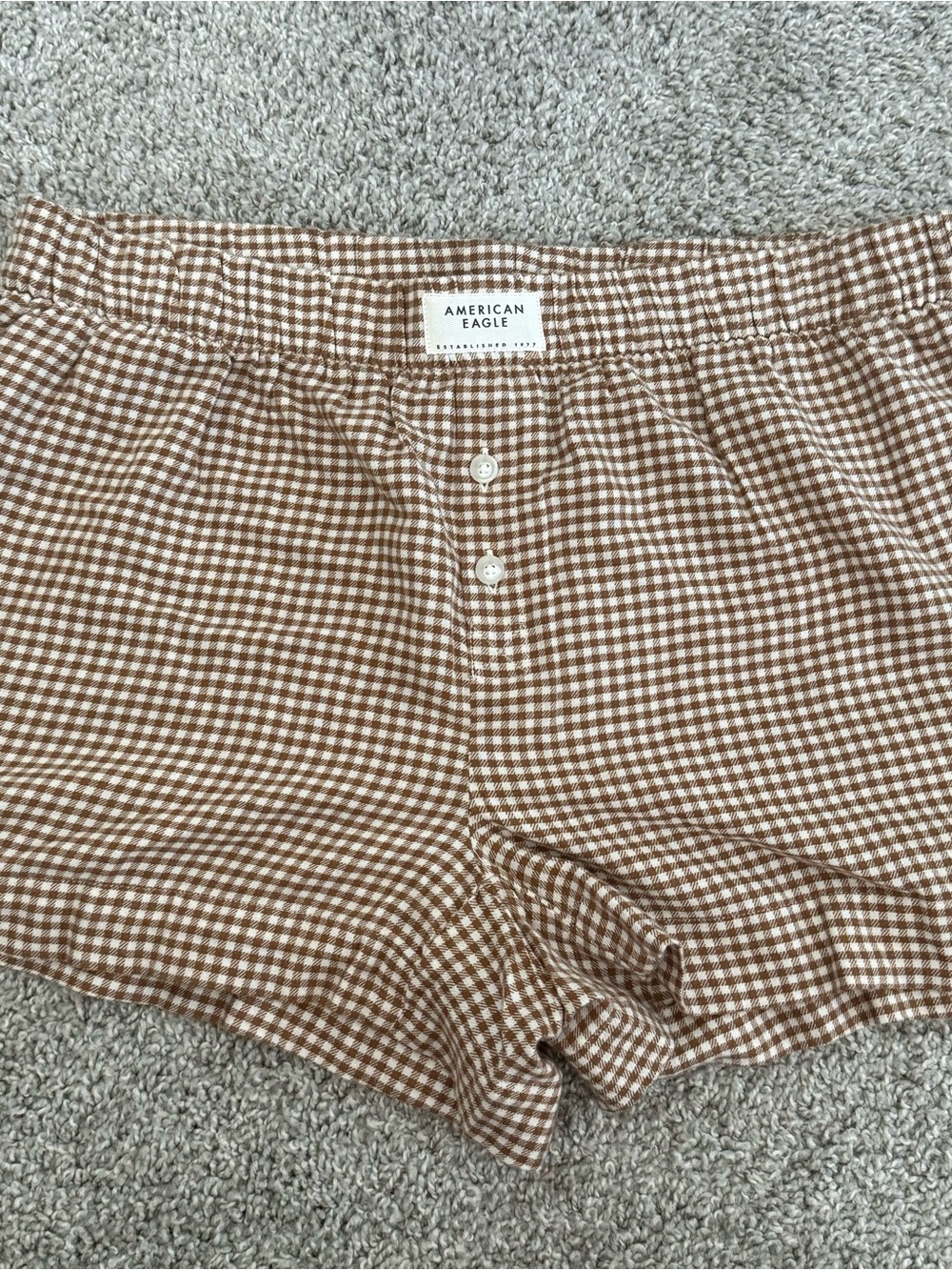 American Eagle Gingham Sleep Shorts - Red & Brown Set NWT - Picture 3 of 4